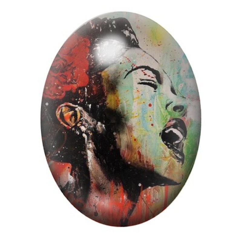 Cabochon en Verre Illustré Billie Holiday Street Art 13x18, 18x25 ou 30x40mm