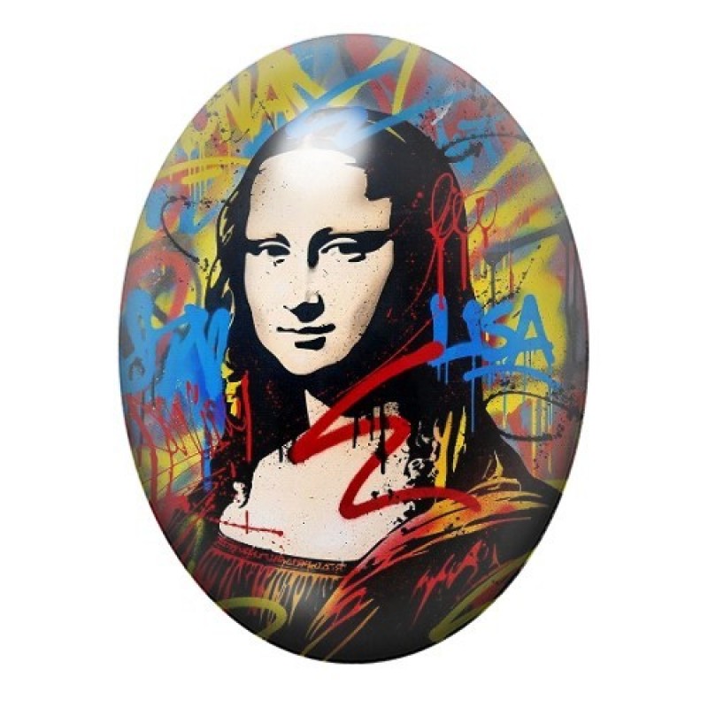 Cabochon en Verre Illustré La Joconde Street Art 13x18, 18x25 ou 30x40mm