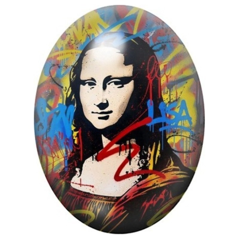 Cabochon en Verre Illustré Mona Lisa Multicolore Pop Art 13x18, 18x25 ou 30x40mm