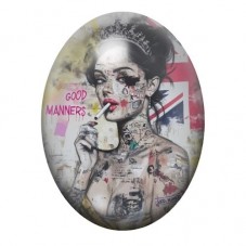 Cabochon en Verre Illustré "Good Manners" Street Art 13x18, 18x25 ou 30x40mm  pour la Création de Bijoux Fantaisie - DIY