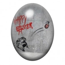 Cabochon en Verre Illustré Lapin Happy Easter Street Art 13x18, 18x25 ou 30x40mm pour la création de bijoux fantaisie - DIY