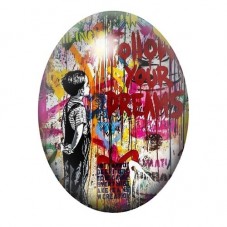 Cabochon en Verre Illustré "Follow Your Dreams" Street Art 13x18, 18x25 ou 30x40mm  pour la Création de Bijoux Fantaisie - DIY