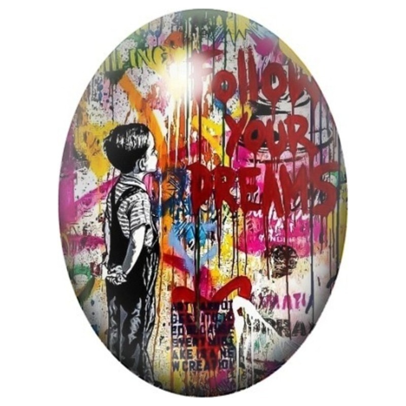 Cabochon en Verre Illustré Enfant Show Your Dreams Street Art 13x18, 18x25 ou 30x40mm