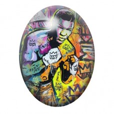 Cabochon en Verre Illustré Mohamed Ali Street Art 13x18, 18x25 ou 30x40mm  pour la Création de Bijoux Fantaisie - DIY
