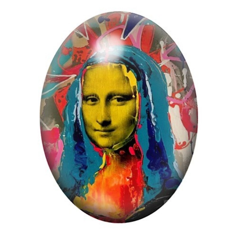 Cabochon en Verre Illustré La Joconde Street Art 13x18, 18x25 ou 30x40mm