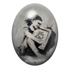 Cabochon en Verre Illustré Enfant au Panneau The End 13x18, 18x25 ou 30x40mm pour la création de bijoux fantaisie - DIY