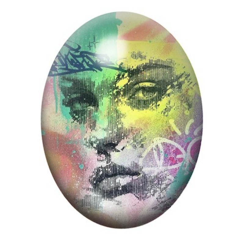 Cabochon en Verre Illustré Street Art 13x18, 18x25 ou 30x40mm