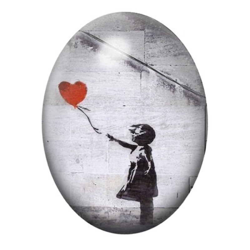 Cabochon en Verre Illustré Amour Street Art 13x18, 18x25 ou 30x40mm