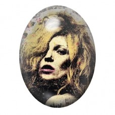 Cabochon en Verre Illustré Femme Blonde en Portrait Sépia 13x18, 18x25 ou 30x40mm pour la création de bijoux fantaisie - DIY
