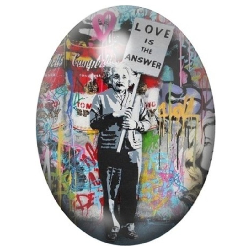 Cabochon en Verre Illustré Homme au Bouquet de Fleurs Street Art 13x18, 18x25 ou 30x40mm