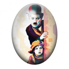 Cabochon en Verre Illustré Charlie Chaplin Street Art 13x18, 18x25 ou 30x40mm  pour la Création de Bijoux Fantaisie - DIY