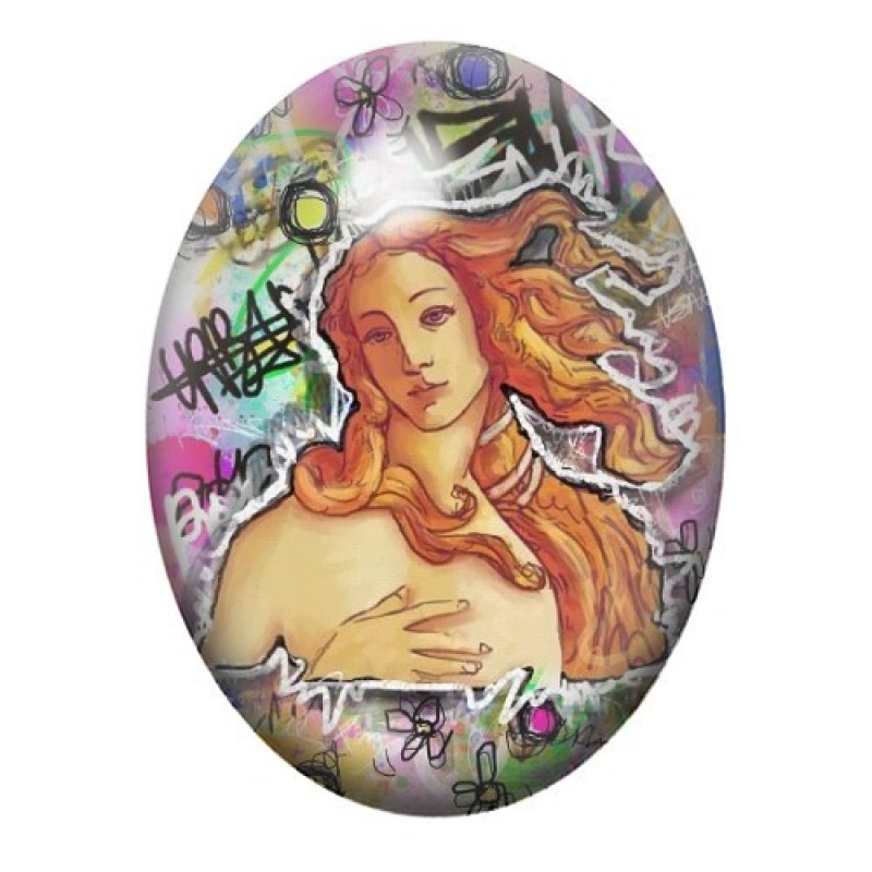 Cabochon en Verre Illustré Naissance de Vénus Street Art 13x18, 18x25 ou 30x40mm