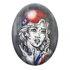 Cabochon en Verre Illustré Marianne au Bonnet Phrygien 13x18, 18x25 ou 30x40mm pour la création de bijoux fantaisie - DIY