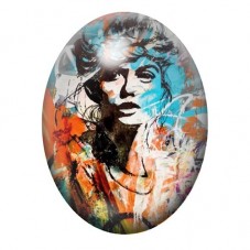 Cabochon en Verre Illustré Homme aux Cheveux Longs en Aquarelle Urbaine 13x18, 18x25 ou 30x40mm pour la création de bijoux fanta