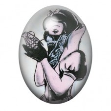 Cabochon en Verre Illustré Femme Masquée à la Bombe de Peinture 13x18, 18x25 ou 30x40mm pour la création de bijoux fantaisie - D