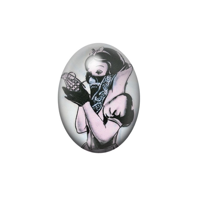 Cabochon en Verre Illustré Blanche-Neige Street Art 13x18, 18x25 ou 30x40mm