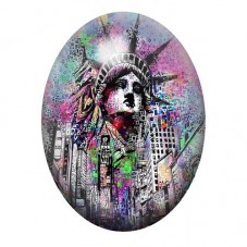 Cabochon en Verre Illustré Statue de la Liberté Street Art 13x18, 18x25 ou 30x40mm  pour la Création de Bijoux Fantaisie - DIY