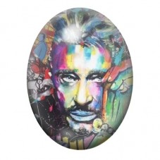 Cabochon en Verre Illustré Johnny Hallyday Street Art 13x18, 18x25 ou 30x40mm  pour la Création de Bijoux Fantaisie - DIY