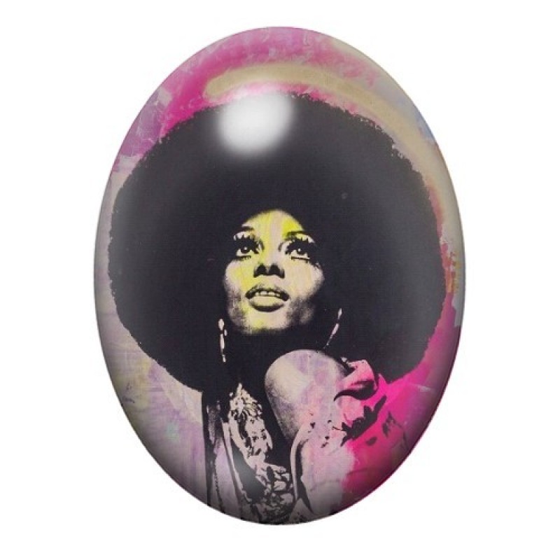 Cabochon en Verre Illustré Diana Ross Street Art 13x18, 18x25 ou 30x40mm