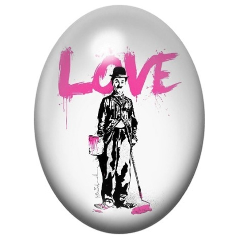 Cabochon en Verre Illustré Enfant sous le Mot Love Rose 13x18, 18x25 ou 30x40mm