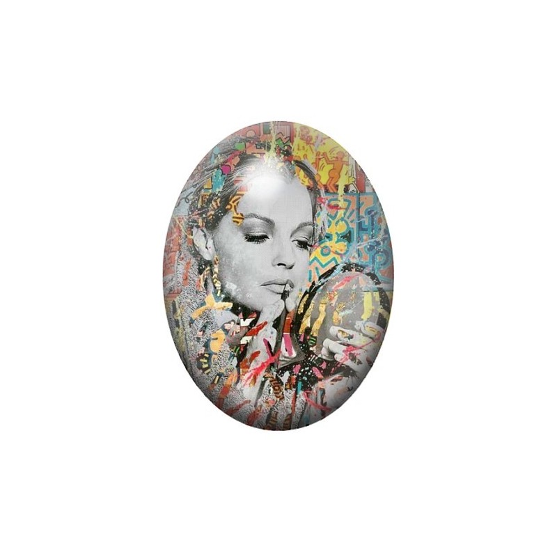 Cabochon en Verre Illustré Romy Schneider Street Art 13x18, 18x25 ou 30x40mm