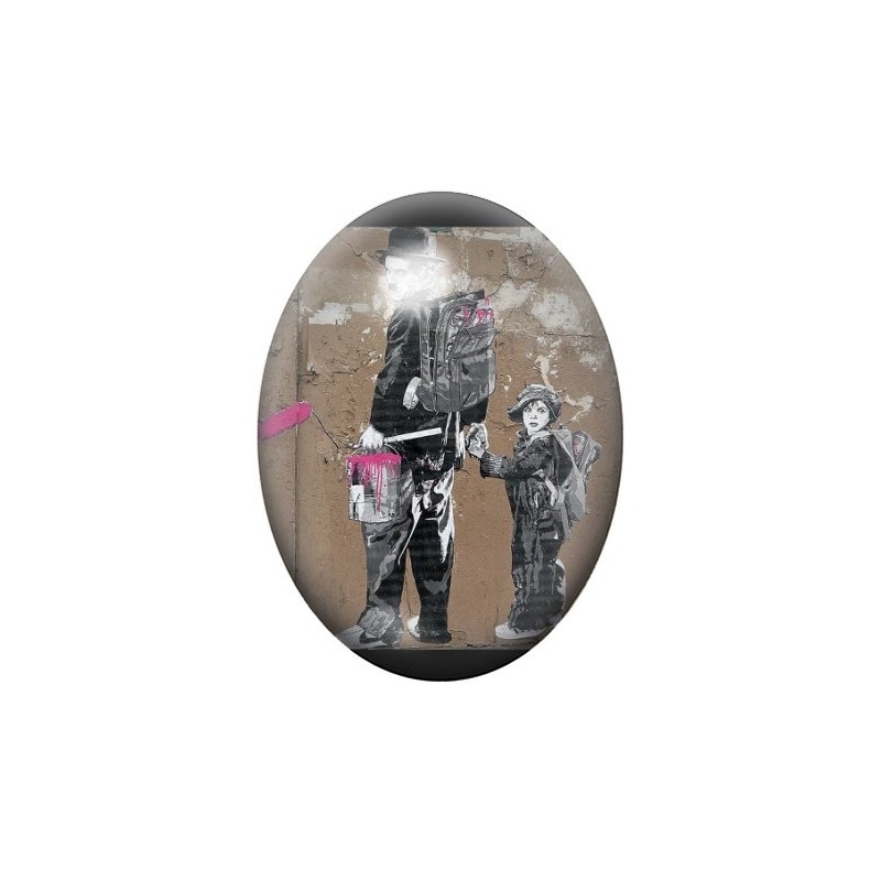 Cabochon en Verre Illustré Charlie Chaplin Street Art 13x18, 18x25 ou 30x40mm