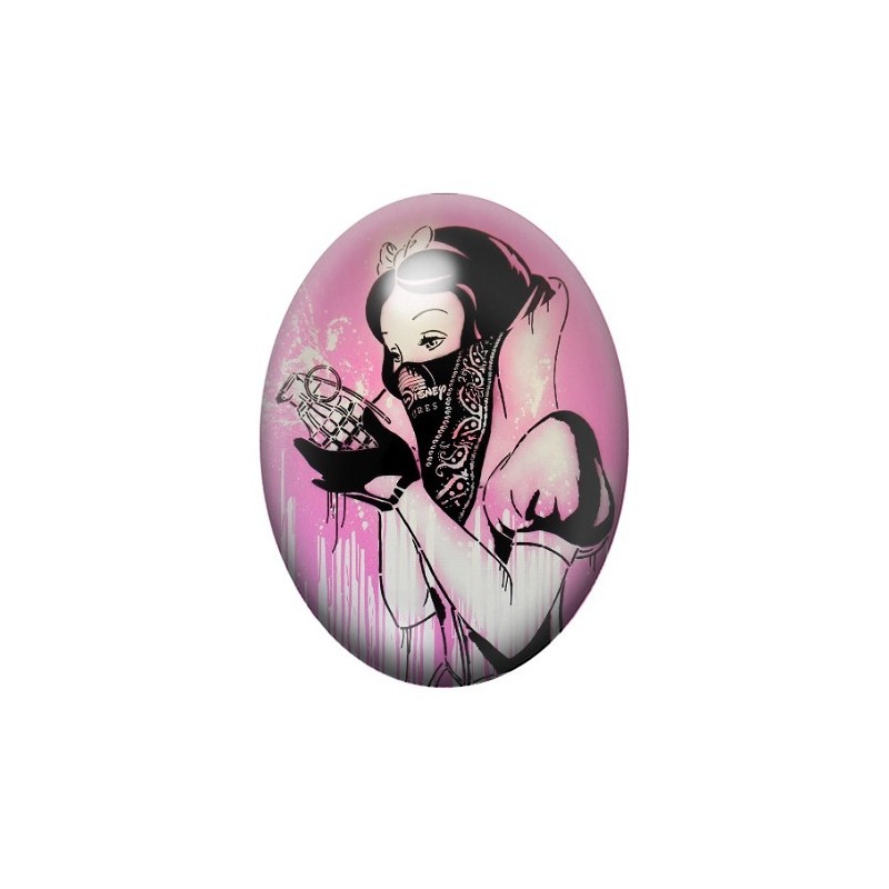 Cabochon en Verre Illustré Blanche-Neige Street Art 13x18, 18x25 ou 30x40mm
