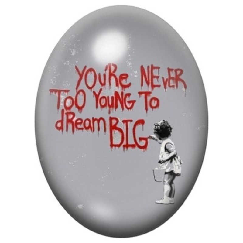 Cabochon en Verre Illustré Enfant Dream Big 13x18, 18x25 ou 30x40mm