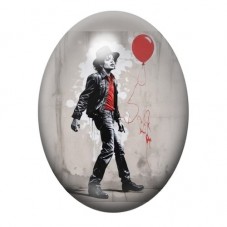 Cabochon en Verre Illustré Homme en Costume au Ballon Rouge 13x18, 18x25 ou 30x40mm pour la création de bijoux fantaisie - DIY