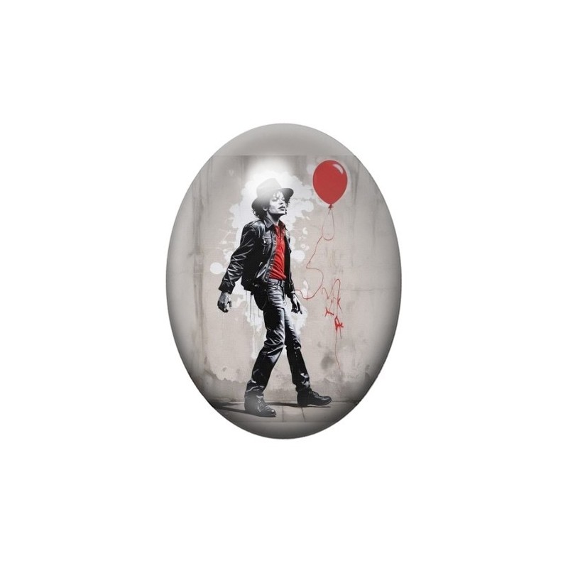 Cabochon en Verre Illustré Michael Jackson Street Art 13x18, 18x25 ou 30x40mm