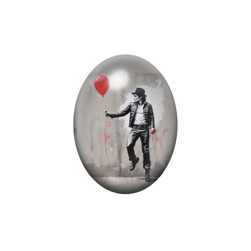 Cabochon en Verre Illustré Michael Jackson Street Art 13x18, 18x25 ou 30x40mm