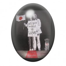 Cabochon en Verre Illustré John Lennon "All you Need is Love" Street Art 13x18, 18x25 ou 30x40mm  pour la Création de Bijoux Fan