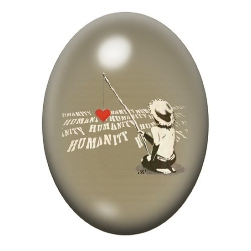Cabochon en Verre Illustré "Humanit" Amour Street Art 13x18, 18x25 ou 30x40mm