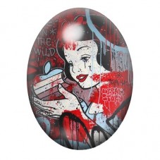 Cabochon en Verre Illustré Blanche-Neige Street Art 13x18, 18x25 ou 30x40mm  pour la Création de Bijoux Fantaisie - DIY