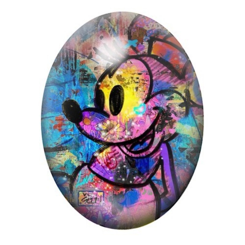 Cabochon en Verre Illustré Mickey Street Art 13x18, 18x25 ou 30x40mm