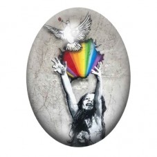 Cabochon en Verre Illustré Colombe de la Paix Street Art 13x18, 18x25 ou 30x40mm  pour la Création de Bijoux Fantaisie - DIY
