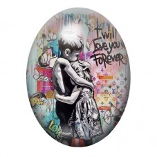 Cabochon en Verre Illustré "I will Love you for Ever" Street Art 13x18, 18x25 ou 30x40mm  pour la Création de Bijoux Fantaisie -