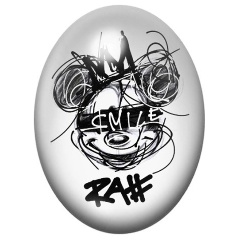 Cabochon en Verre Illustré Batman en Graffiti Noir et Blanc 13x18, 18x25 ou 30x40mm