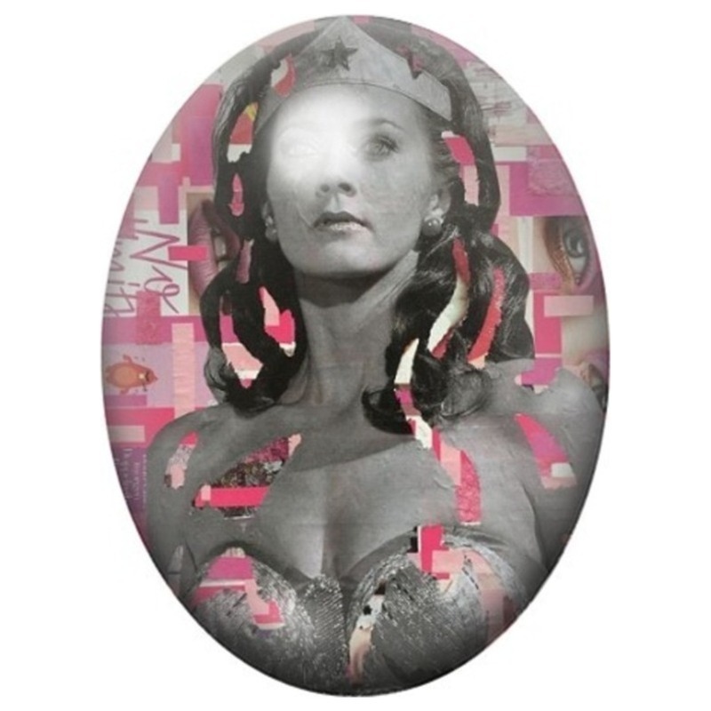 Cabochon en Verre Illustré Jeune Fille en Portrait Graffiti 13x18, 18x25 ou 30x40mm