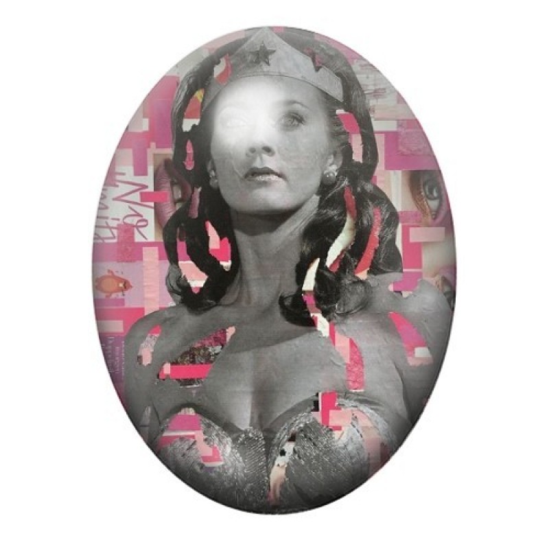 Cabochon en Verre Illustré Wonder Woman Street Art 13x18, 18x25 ou 30x40mm