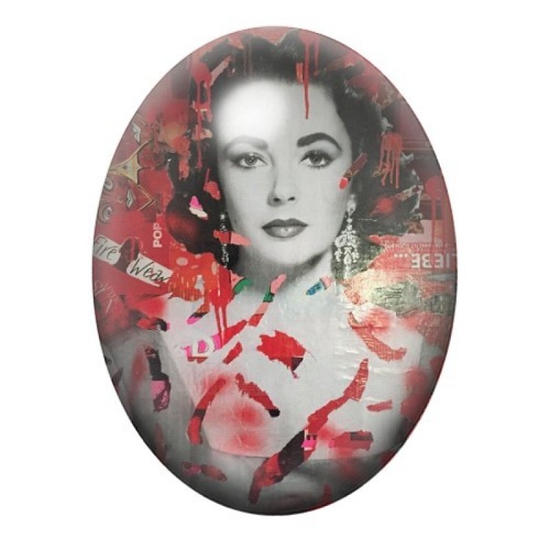 Cabochon en Verre Illustré Liz Taylor Street Art 13x18, 18x25 ou 30x40mm