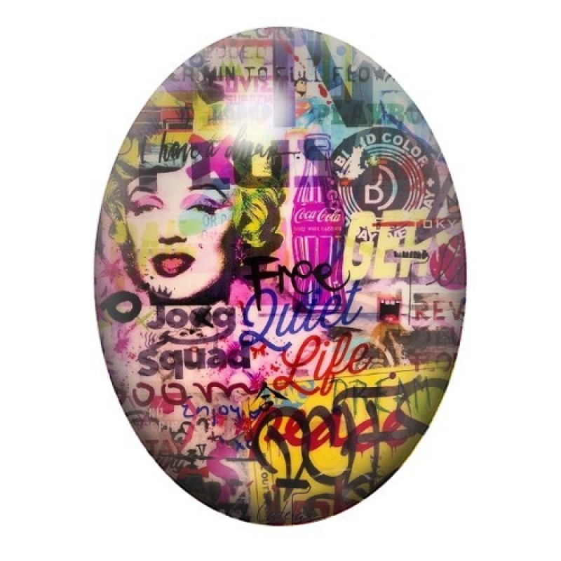 Cabochon en Verre Illustré Marilyn Monroe Street Art 13x18, 18x25 ou 30x40mm