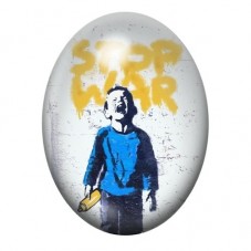 Cabochon en Verre Illustré "Stop War" Street Art 13x18, 18x25 ou 30x40mm  pour la Création de Bijoux Fantaisie - DIY