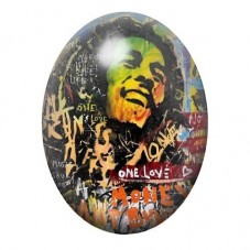 Cabochon en Verre Illustré Bob Marley One Love Street Art 13x18, 18x25 ou 30x40mm pour la création de bijoux fantaisie - DIY
