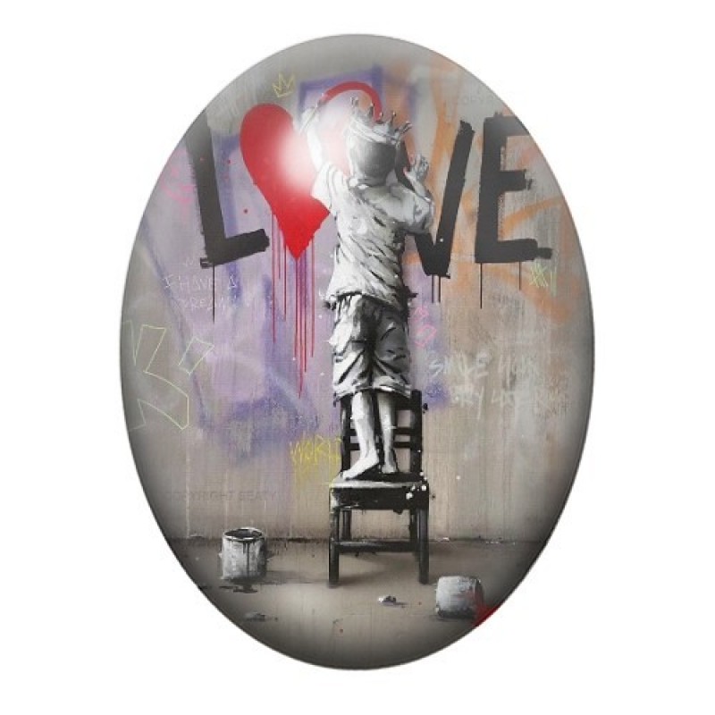 Cabochon en Verre Illustré Love Street Art 13x18, 18x25 ou 30x40mm