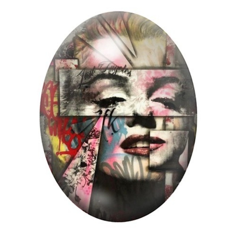 Cabochon en Verre Illustré Marilyn Monroe Street Art 13x18, 18x25 ou 30x40mm