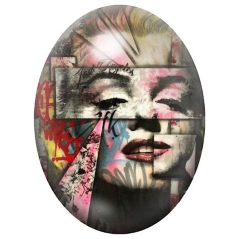 Cabochon en Verre Illustré Visage de Femme Fragmenté 13x18, 18x25 ou 30x40mm