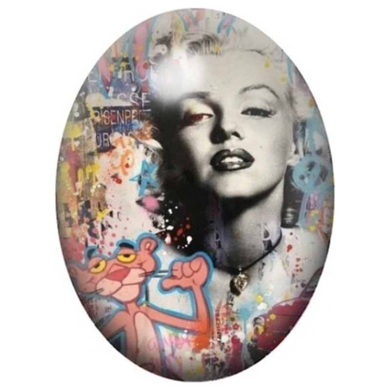 Cabochon en Verre Illustré Marilyn Monroe en Collage Coloré 13x18, 18x25 ou 30x40mm