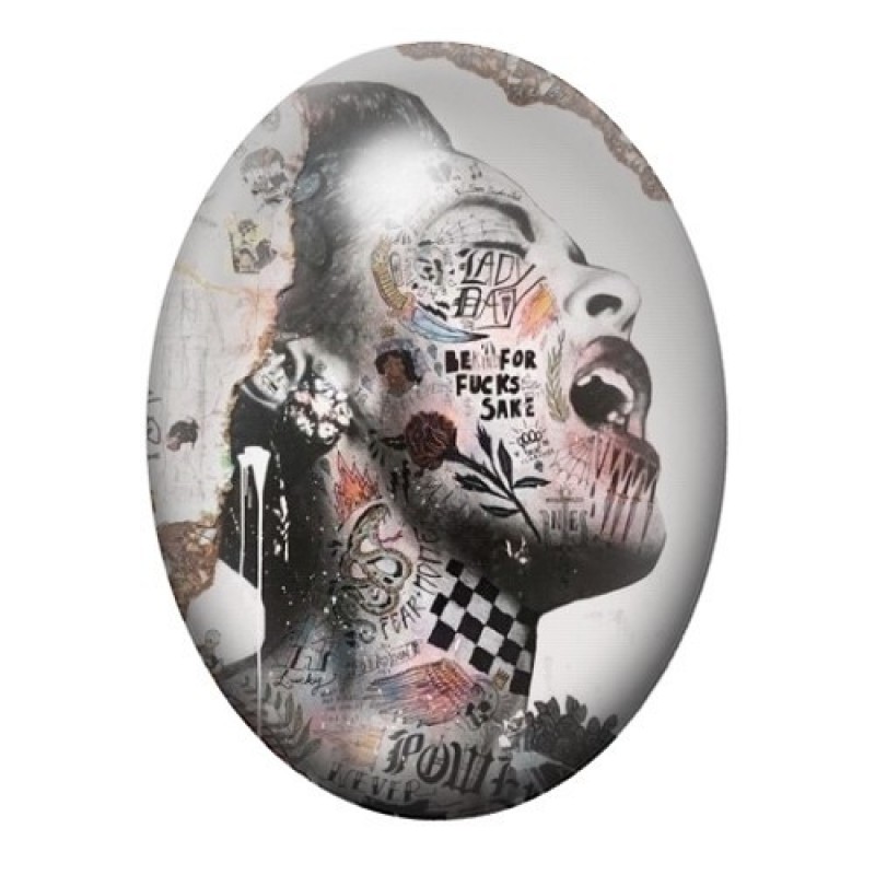 Cabochon en Verre Illustré Billie Holiday Street Art 13x18, 18x25 ou 30x40mm