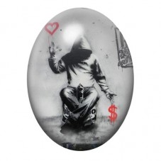 Cabochon en Verre Illustré Jeune Femme au Papillon Street Art 13x18, 18x25 ou 30x40mm pour la création de bijoux fantaisie - DIY